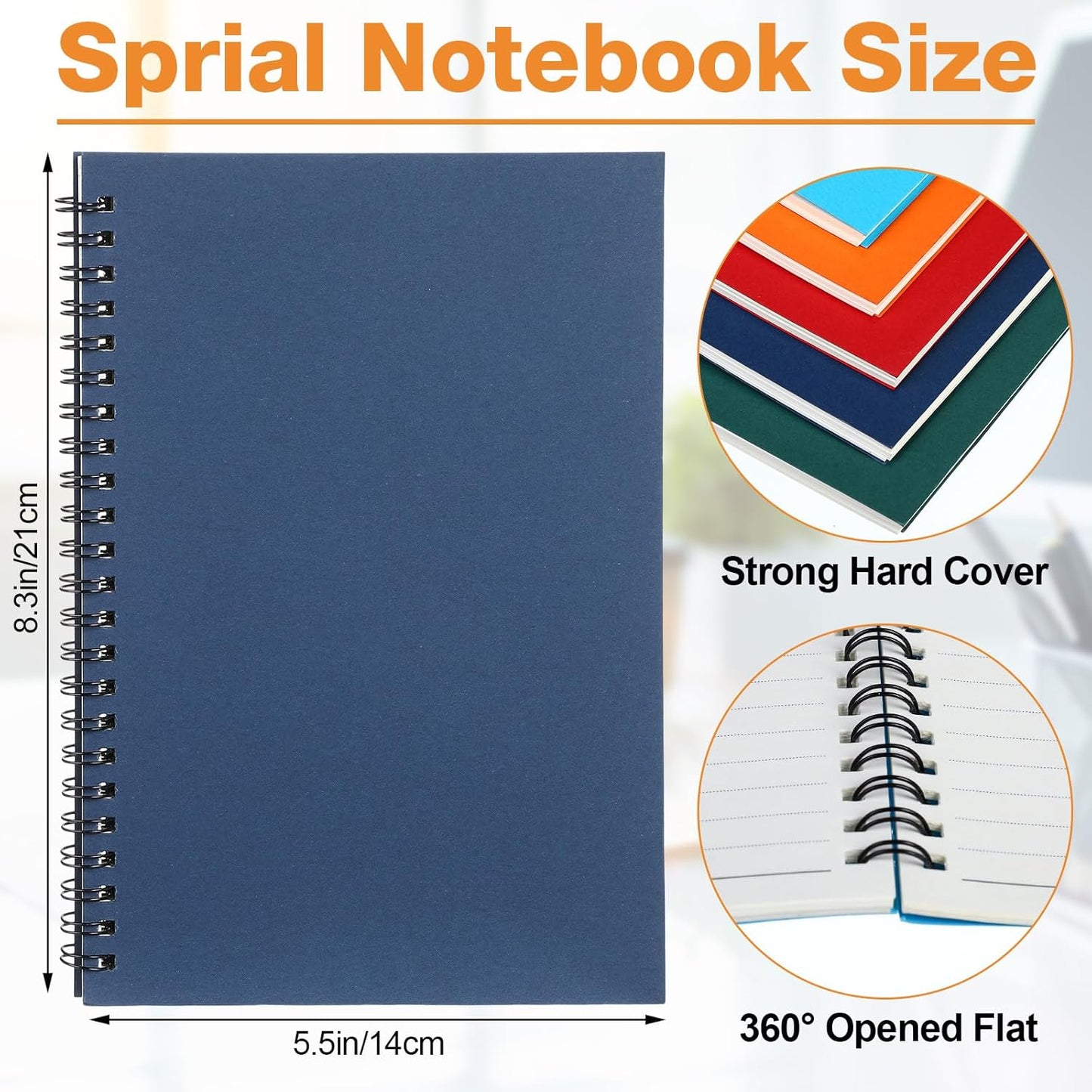 Eersida 20 Pack A5 Spiral Notebook College Ruled Spiral Notebook Bulk 5.5 x 8.3 Inch Hardcover Notepads Lined Travel Writing Journal Notepad, 50 Sheets 100 Pages(Black, Kraft)