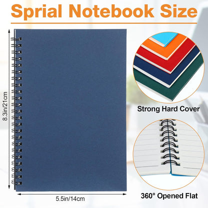 Eersida 20 Pack A5 Spiral Notebook College Ruled Spiral Notebook Bulk 5.5 x 8.3 Inch Hardcover Notepads Lined Travel Writing Journal Notepad, 50 Sheets 100 Pages(Black, Kraft)