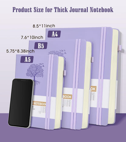 Lined Journal Notebook -365 Pages A5 Thick Journals for Writing Ruled Notebook, Hardcover Leather Journal for Women Men Daily Journal Notebook for Work, Note Taking, 100Gsm Lined Paper( 5.75'' X 8.38'' Green)