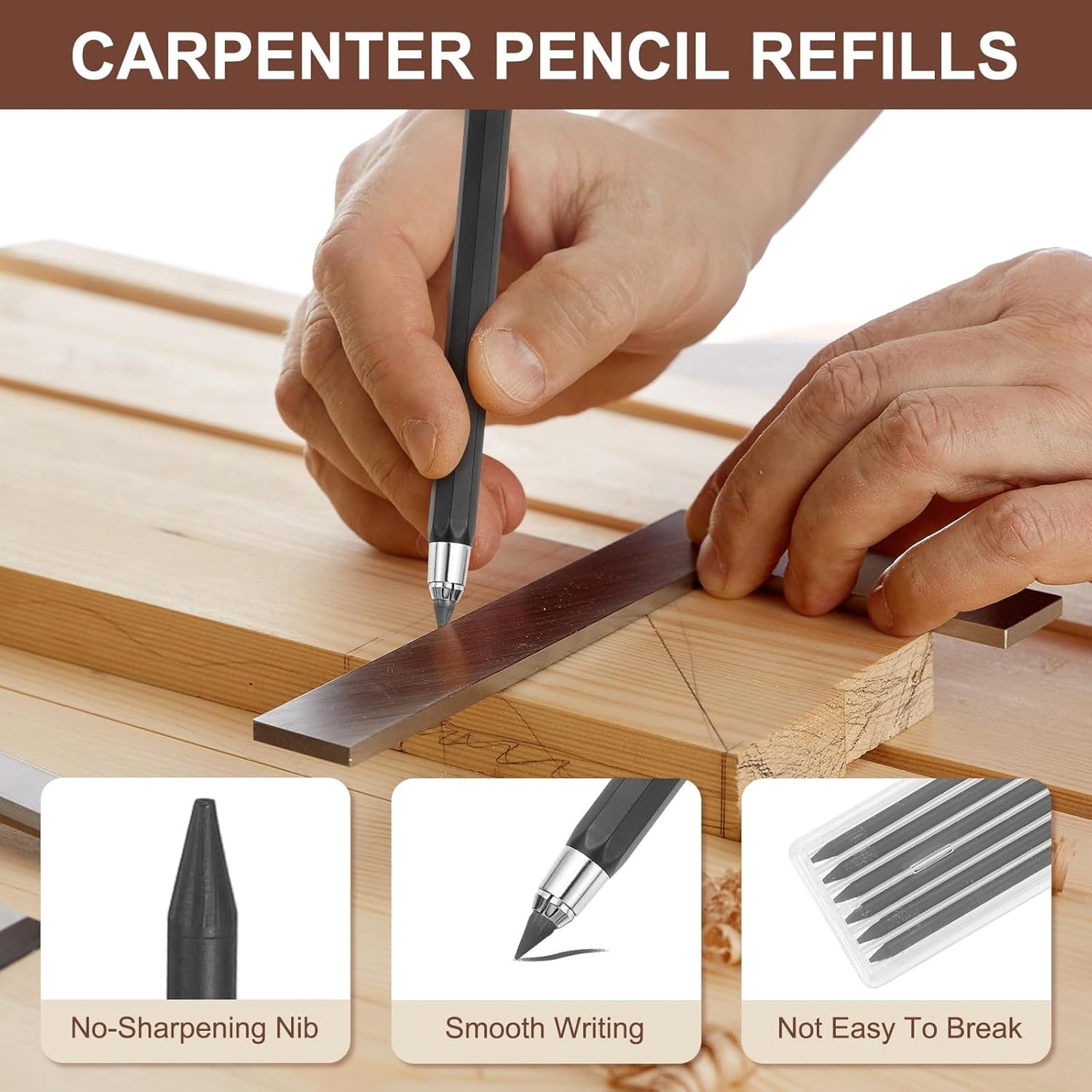 PATIKIL 12Pcs 2.8mm Carpenter Pencil Lead Refills, Solid Dry Pencil Refills Break Resistant Lead Refill for Mechanical Carpenter Construction Pencils Art Drafting, Multicolor