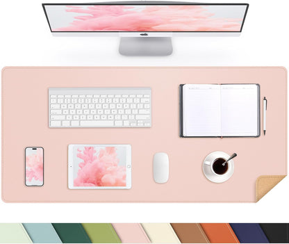 Large Desk Mat 47.2" x 17" Leather Desk Pad Protector with Natural Cork & PU Leather, Non-Slip Office Desk Mat, Large Mouse Pad, Waterproof Desk Blotter pad for Office&Home(Black)