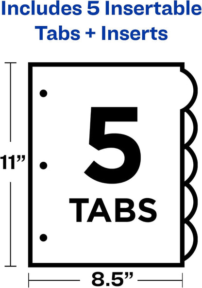 Avery Insertable Style Edge Plastic Dividers for 3 Ring Binders, 8-Tab Set, Multicolor, 1 Set (11201)