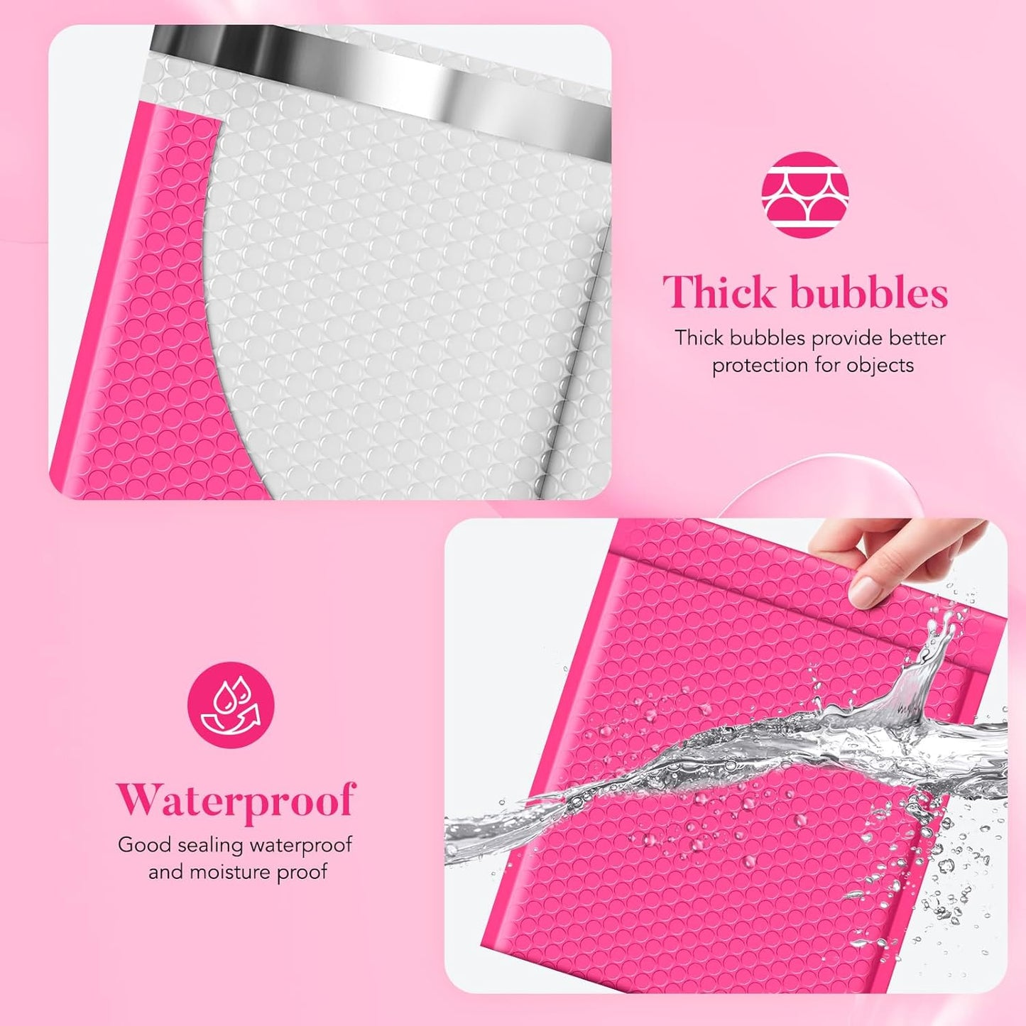 Fuxury Black Bubble Mailers 4x8" 100 Pack Waterproof Padded Envelopes Usable Size 4x7" Self Seal Bubble Envelopes Padded Mailers for Small Business, Envelope Mailers