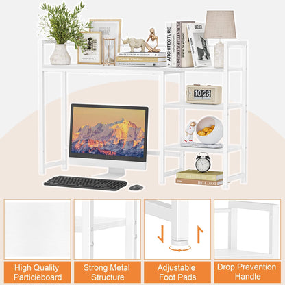 Snughome Desk Shelf, 38.6" Desktop Organizer Shelf, Desk Hutch for Computer Monitor, 4 Tier Desk Display Rack, Wood Desktop Bookshelf Storage Rack for Home Office Dorm, Rustic Brown | Desk Hutch, Computer Monitor, Desktop Display Rack, Home Office Dorm