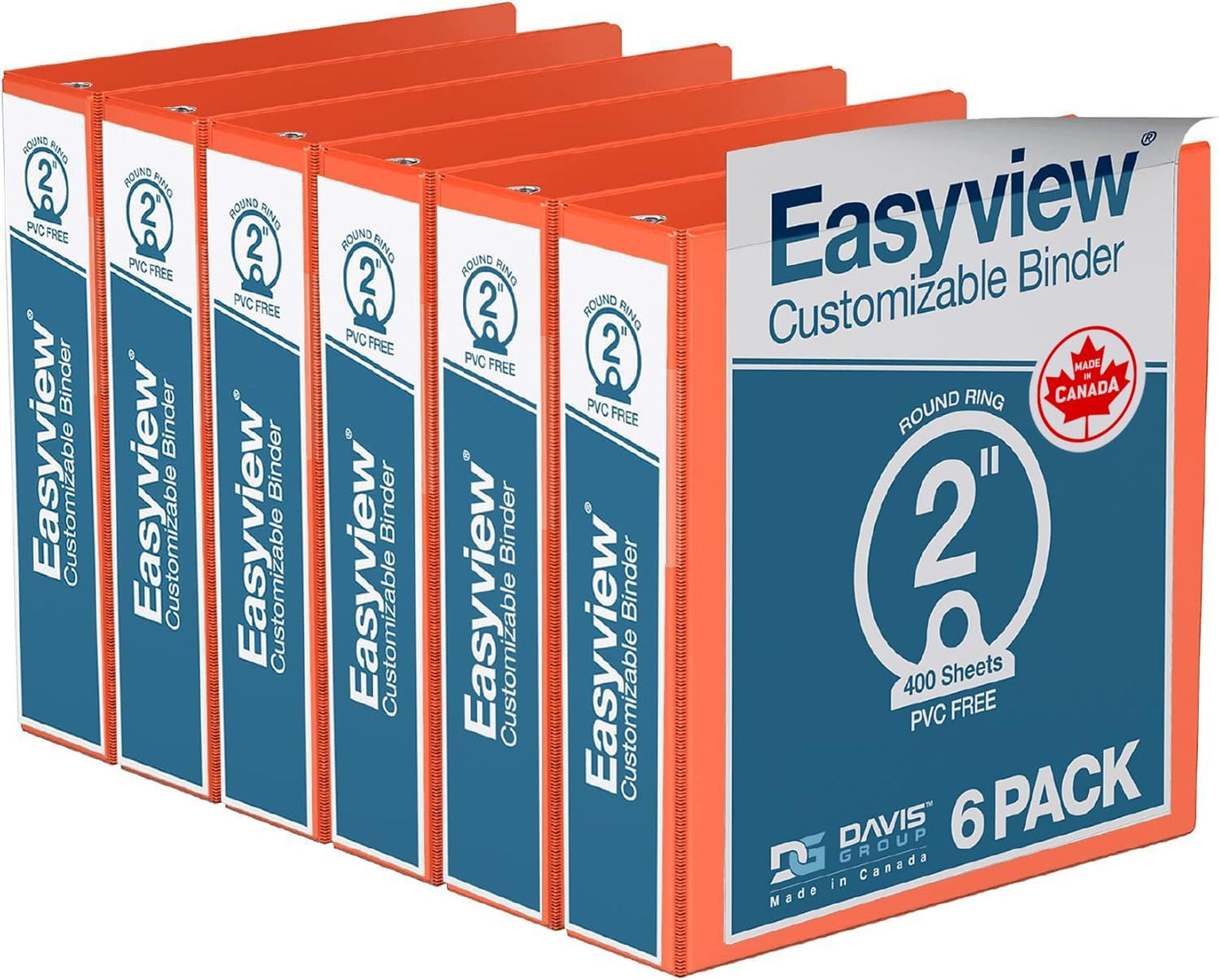 Easyview Premium 3-Ring Binders with Clear-View Covers and Round Rings, Binders for School or Office, 1 Inch, Pack of 6, Navy Blue