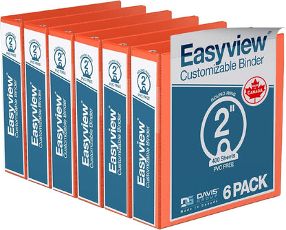 Easyview Premium 3-Ring Binders with Clear-View Covers and Round Rings, Binders for School or Office, 1 Inch, Pack of 6, Navy Blue