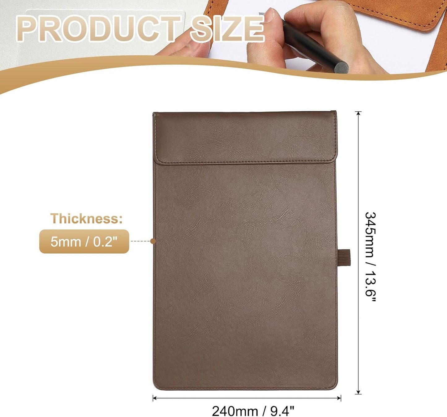 PATIKIL A4 Letter Size PU Leather Clipboard, 9.5"x13.5" Business Magnetic Padfolio with Pen Holder Organizer Office Folder Writing Board Style 2, Black
