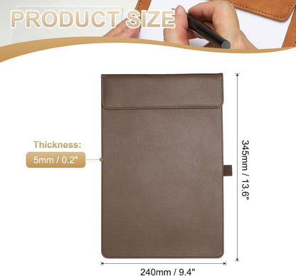 PATIKIL A4 Letter Size PU Leather Clipboard, 9.5"x13.5" Business Magnetic Padfolio with Pen Holder Organizer Office Folder Writing Board Style 2, Black