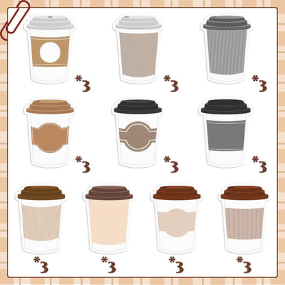 Xqumoi 30 Pack Teacher Sticky Notes - Funny Coffee Cup Self Sticky Notepads Writing Memo Pads for Teacher Appreciation Back to School Office Supplies Coffee Lover Gift Party Favors Goodies Bag Fillers