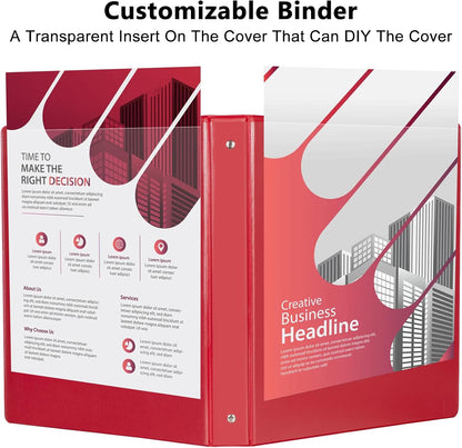 CIXILDTS 1-Inch Round Ring Binders, Standard 3 Ring Binder Fit Letter Size Paper, Presentation View Binders, 6 Packs, Assorted