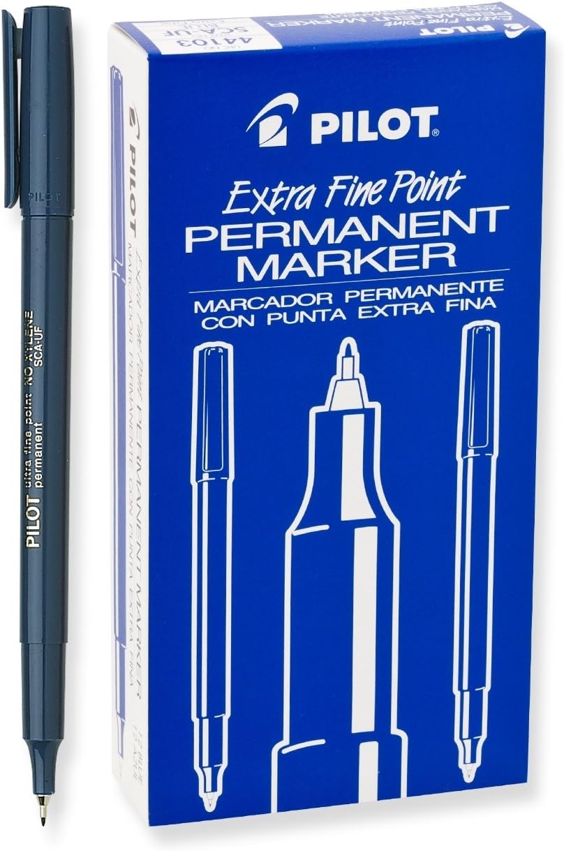 PILOT Extra Fine Point Permanent Markers, Blue Ink, 12-Pack (44103)