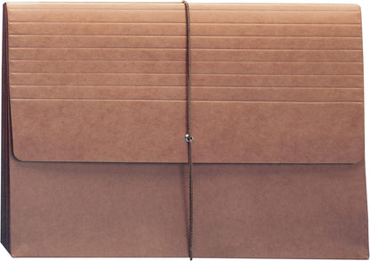Smead Expanding File Wallet, Flap and Cord Closure, 5-1/4" Expansion, Extra Wide Letter Size, Redrope, 10 per Box (71186)