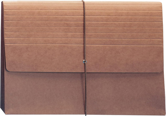 Smead Expanding File Wallet, Flap and Cord Closure, 5-1/4" Expansion, Extra Wide Letter Size, Redrope, 10 per Box (71186)