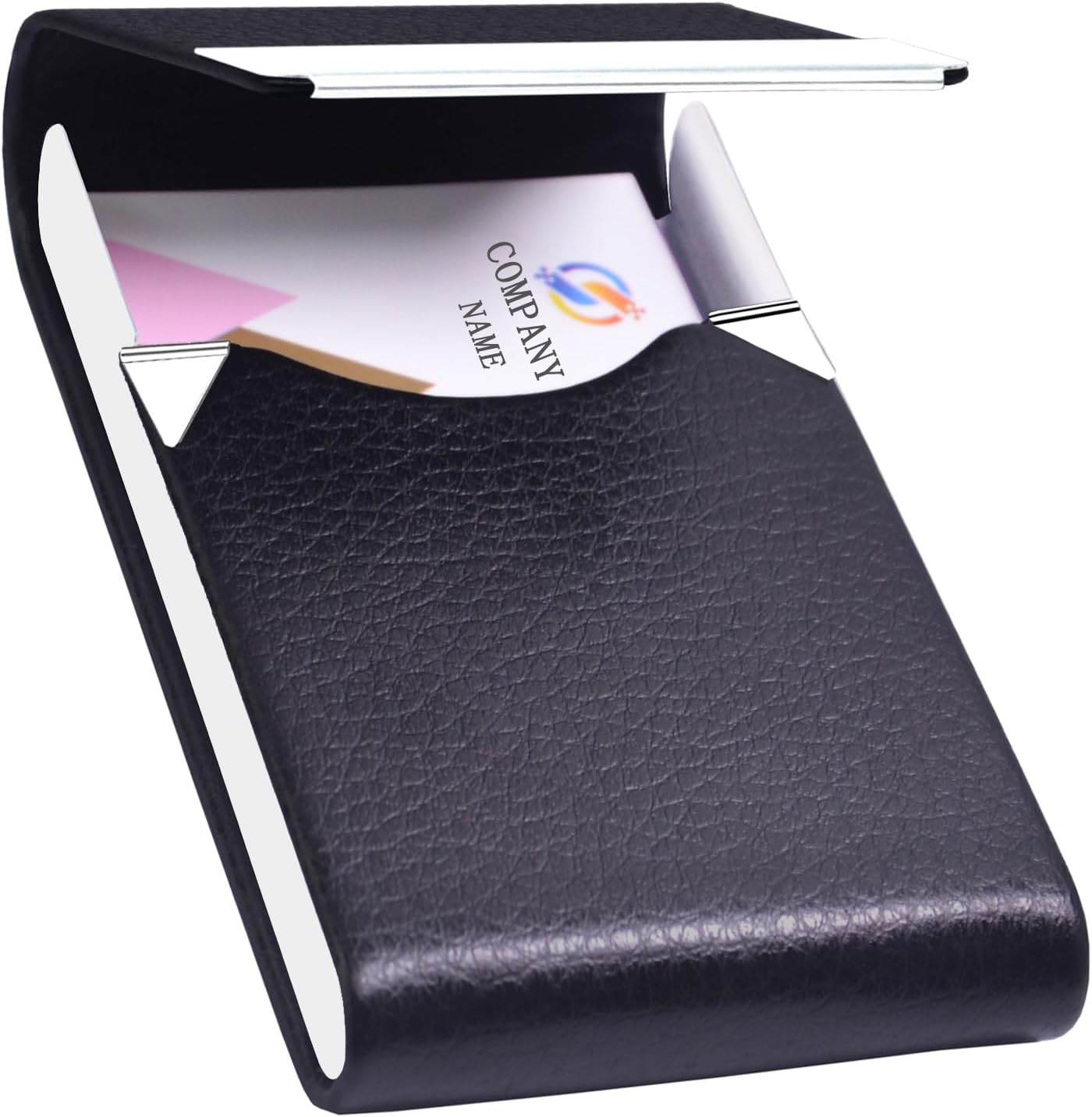 Business Card Holder with Ultra Slim Design,Business Card Case with Premium PU Leather,Suit Pocket Metal Card Holder for Women/Men,Professional Name Card Holder with Magnetic Shut (Black1)