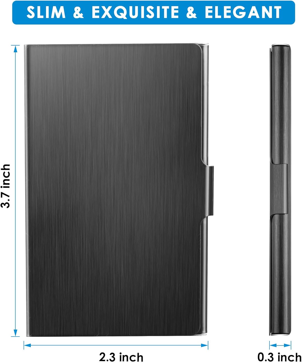 MaxGear Metal Business Card Holder for Men & Women, Professional Stainless Steel Card Case for Business Cards, Slim Purse Name Card Holders with Interior Lining, Buckle Style Shut, Black
