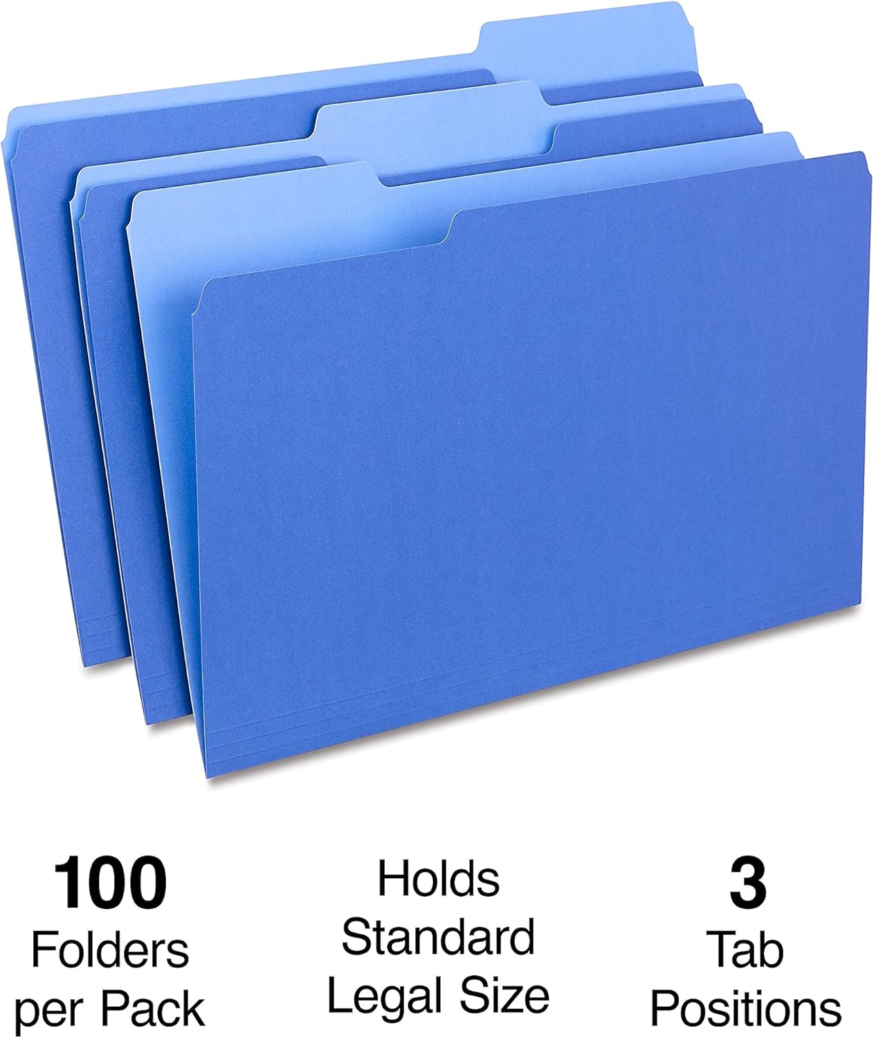 Staples Recycled File Folders, Legal Size, 1/3‑Cut Tabs, Manila, 30% Recycled Paper Stock, 100/Box