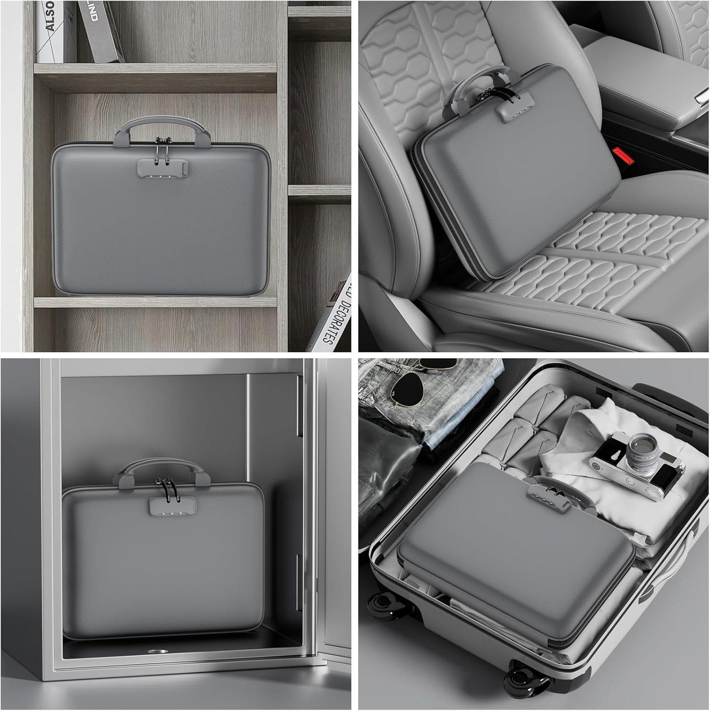 DocSafe Fireproof File Organizer with Lock, Hard-Shell Case Fireproof Document Box with 13 Pocket Accordion File Folder, Portable Home Office Travel Safe Storage for Important Documents Laptop Black