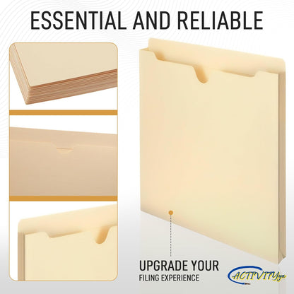 Manila File Jackets, Flat-No Expansion, Letter Size, Reinforced Straight-Cut Tab, 10 Pack