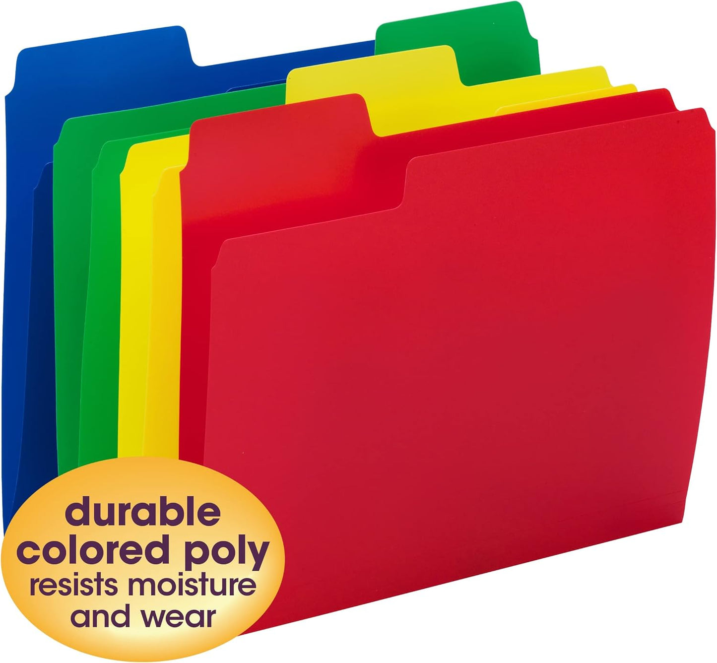 Smead Poly File Folder, 1/3-Cut Tab, Letter Size, Red, 24 per Box (10501)