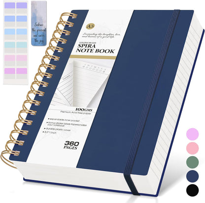 MUAHLIUB Spiral Notebook Journal College Ruled, 360 Pages Lined Thick Journals for Women Men, B5 Big Notebooks with 100GSM Paper, Spiral Bound Journaling for Writing Work School Black 7.6"×10"