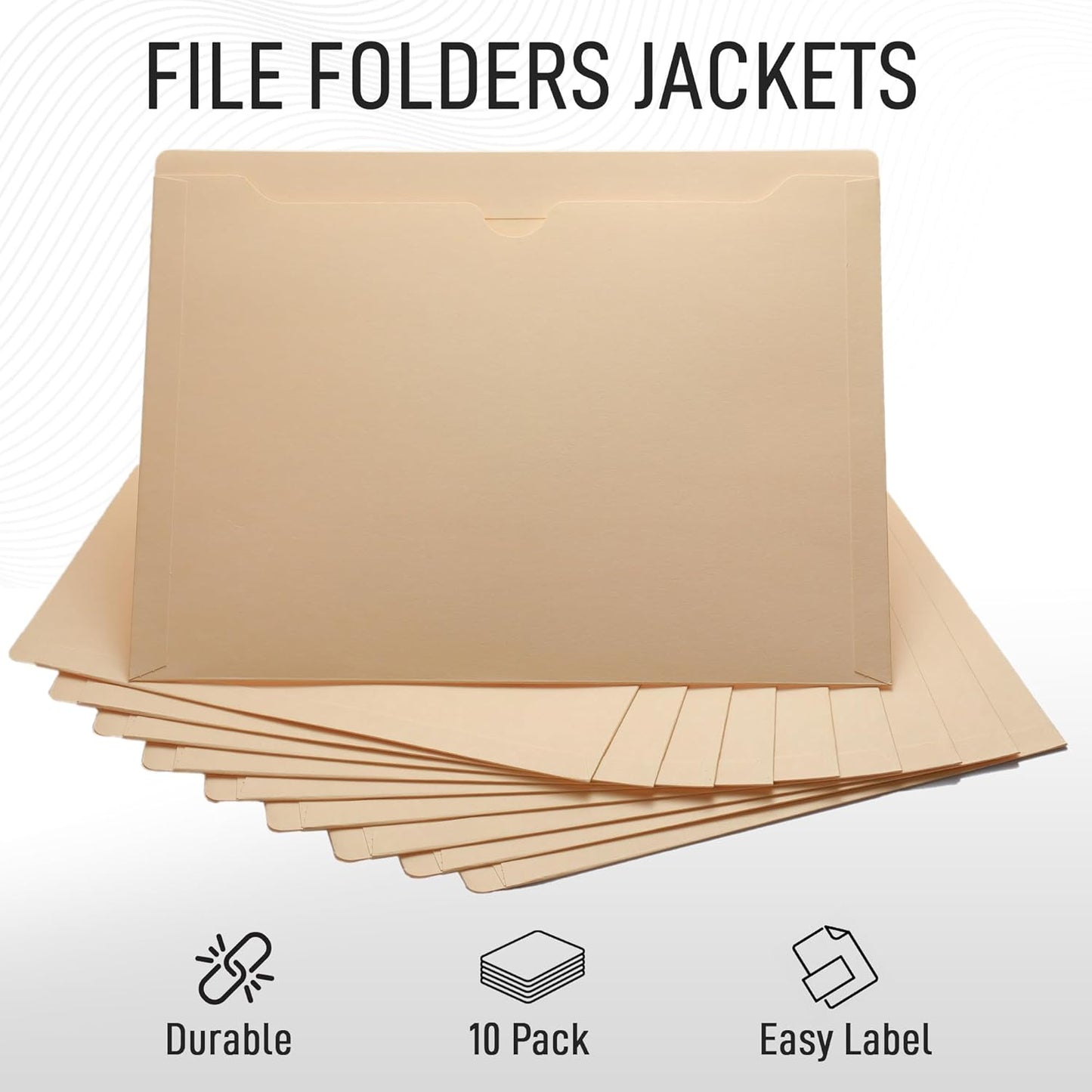 Manila File Jackets, Flat-No Expansion, Letter Size, Reinforced Straight-Cut Tab, 10 Pack