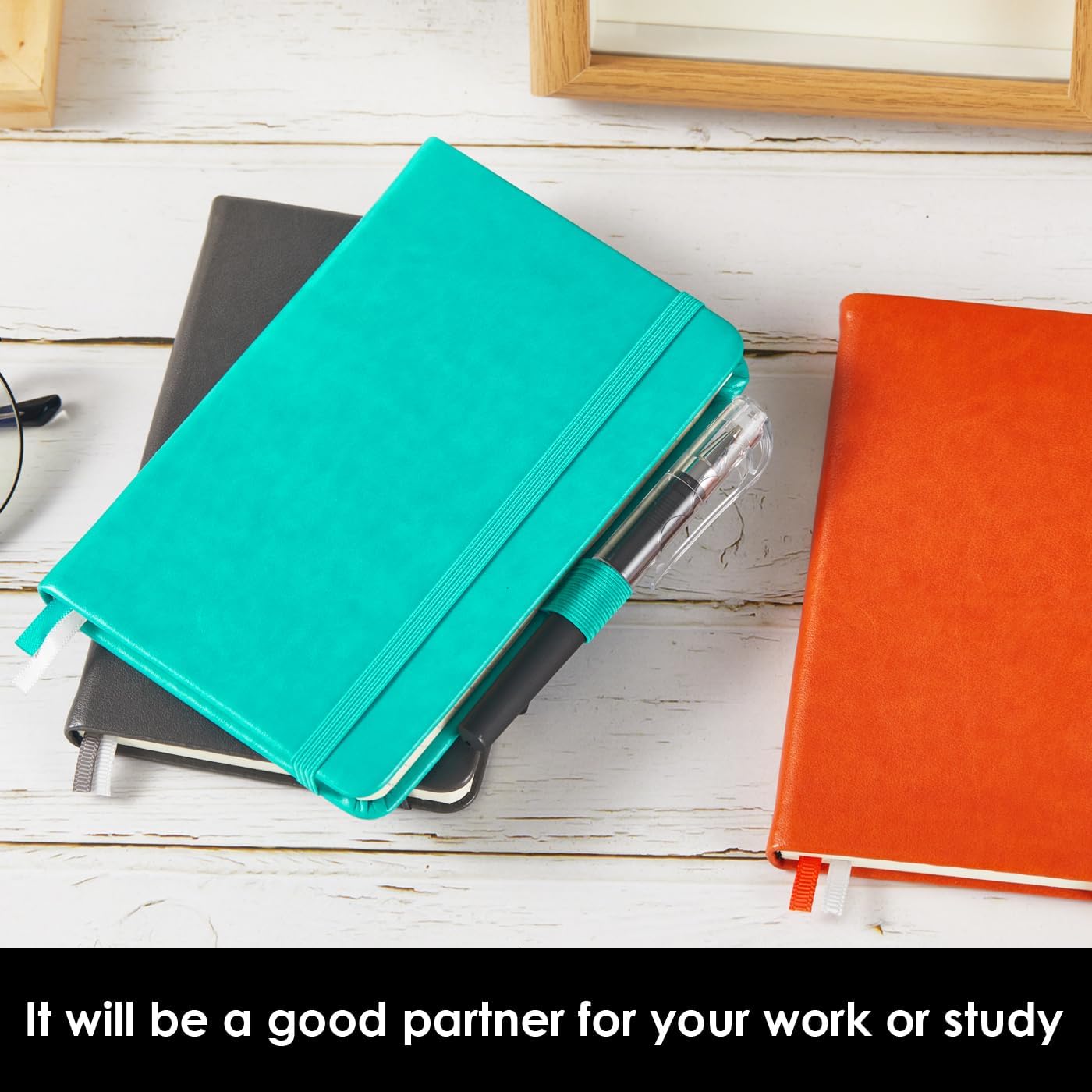 NIRMIRO Small Notebook Journals, 3 Pack Mini Pocket Note pads for Men & Women Writing, A6 Small Leather Notepad 3.7" x 5.7" with Pen, Black, Red, Green