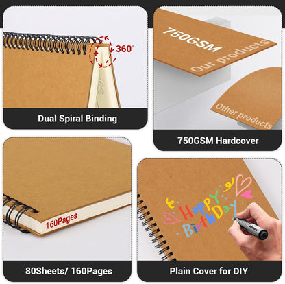 EUSOAR Spiral Notebook, A5 12packs 5.5"X8.3" 120 Pages Lined Travel Writing Notebooks Journal, Memo Notepad Sketchbook, Students College Office Business Subject Diary Ruled Book Journal-Black Cover