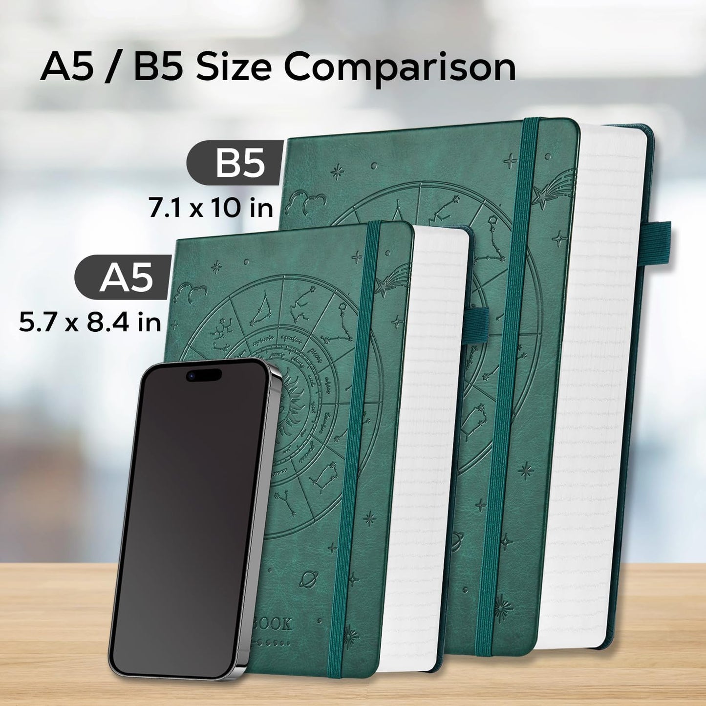 Hardcover Lined Notebook Journal for Writing, 320 Pages Leather Thick College Ruled Notebook Journal with 100GSM Paper, A5 (5.7'' X 8.4'') Daily Journal for Women Men Work Organization, Black
