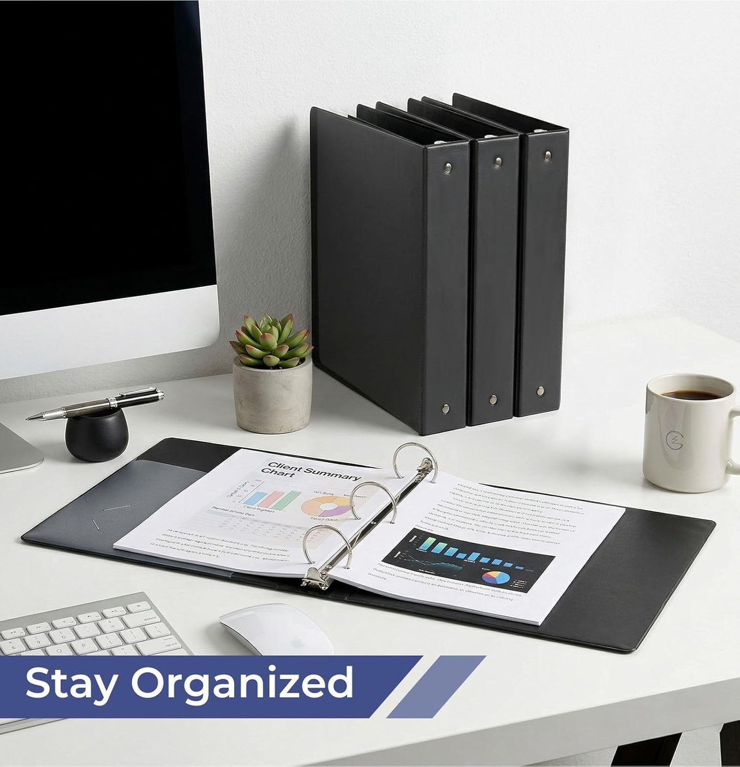 1.5-Inch 3-Ring Binder with Pockets, 1-1/2’’ Premium View Binders with Three Ring Binders Holds up to 325 Sheets US Letter Size, Bulk Pack of 6, Perfect for Home, Office, and School (1.5-inch) White