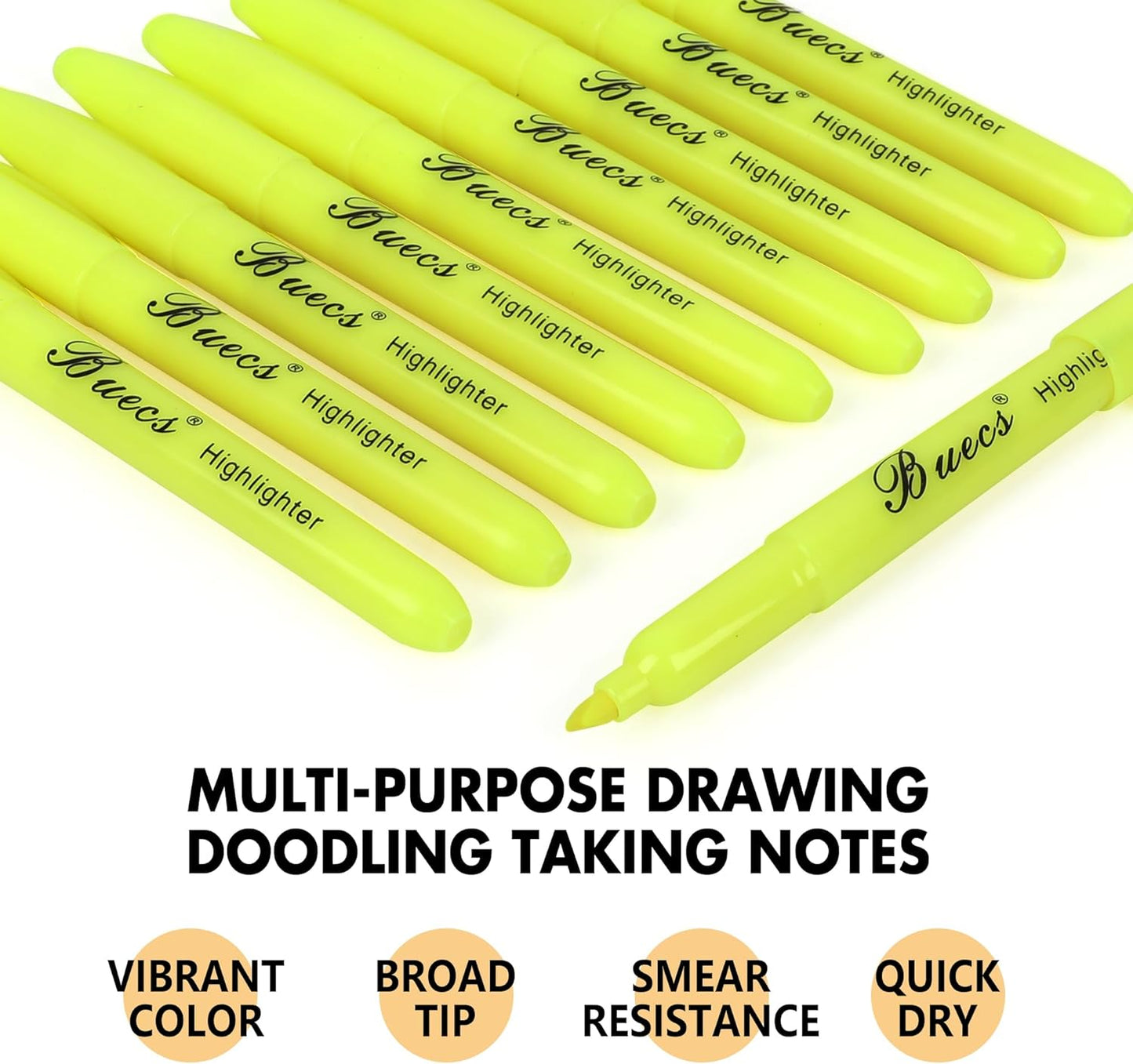 Buecs Highlighters Bulk Pack, 108 Count, Chisel Tip,Fluorescent Yellow, suitable for Adults Highlighting Planner Notes, Office School Supplies