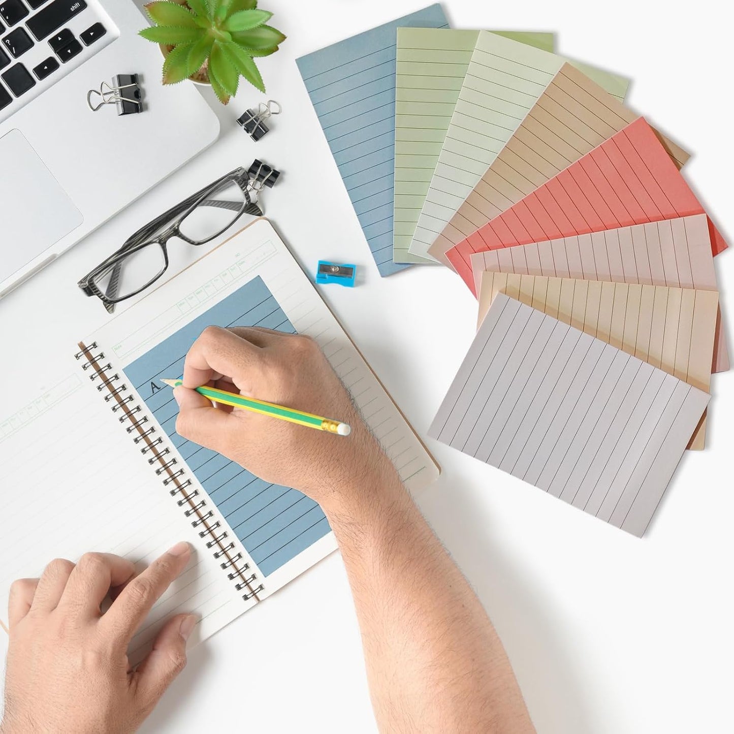 24 Pack Lined Sticky Notes 4X6 in, Self Sticky Note Pads with Lines, Large Sticky Note Memo Pad for Office, Home, School, Meeting, 50 Sheets/pad, Morandi