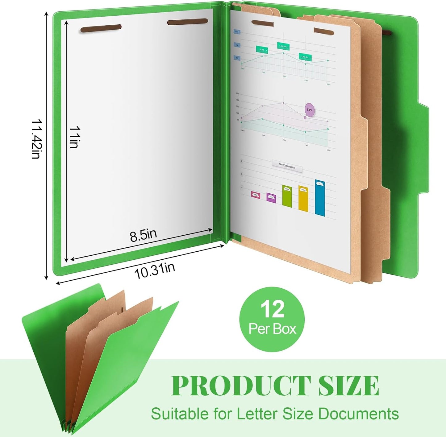 Skyygemm 12 Pcs Classification Folders Letter Size Bulk - 2 Dividers Pressboard File Folder with 3. 5 Inch Expansion, 2 Prongs Fastener, Heavy Duty Office File Organizer for Teacher Medical (Hot Pink)