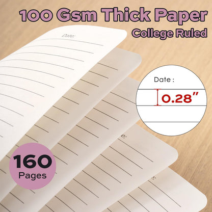 deli Rose Red Lined Spiral Journal Notebook, 160 Pages, A5 (5.5"x8") Hardcover Writing Notebook, College Ruled Spiral Bound Journal for Women & Men - Perfect for Work, School, Office & Note Taking