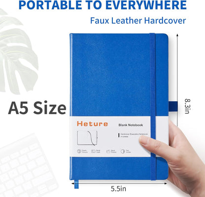 Heture Hardcover Notebooks, A5 Lined Journals Notebook for Writing 160 Pages, 8.2 x 5.5 inch, Classic Ruled Notebooks for College/Work/Travel (Lined-3 Pack, Black)