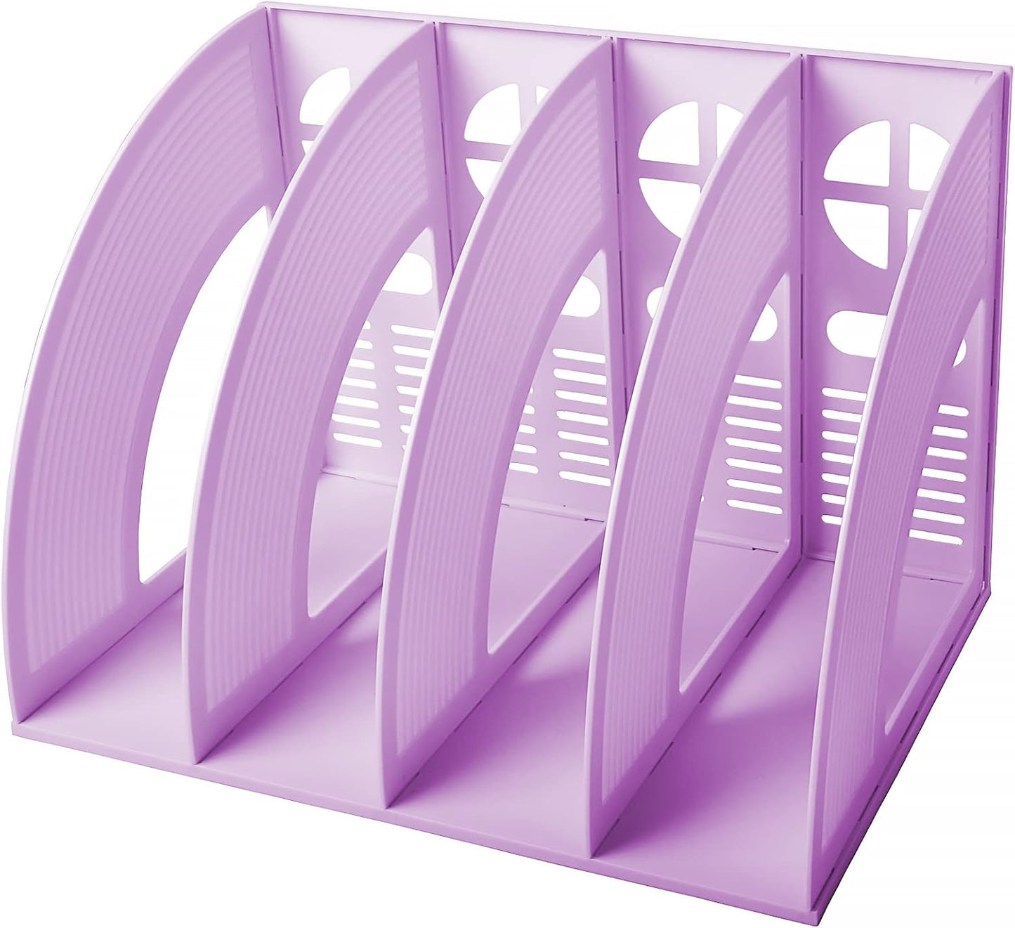 Marte Vanci Magazine File Holder Vertical PP Folder Book Desktop Organizer Plastic Storage Sturdy Vertical 4 Section Folder (Purple)