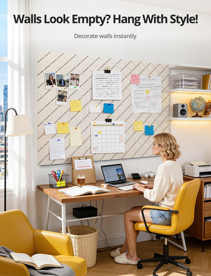 Kuchoow Bulletin Cork Board Large 47.2" x 35.4" Felt Notice Pinboard for Office Walls & Home, Self Adhesive 12 Pack Black Decorative Bulletin Mood Board Corkboard for for Bedroom, Display, Memo, Photo