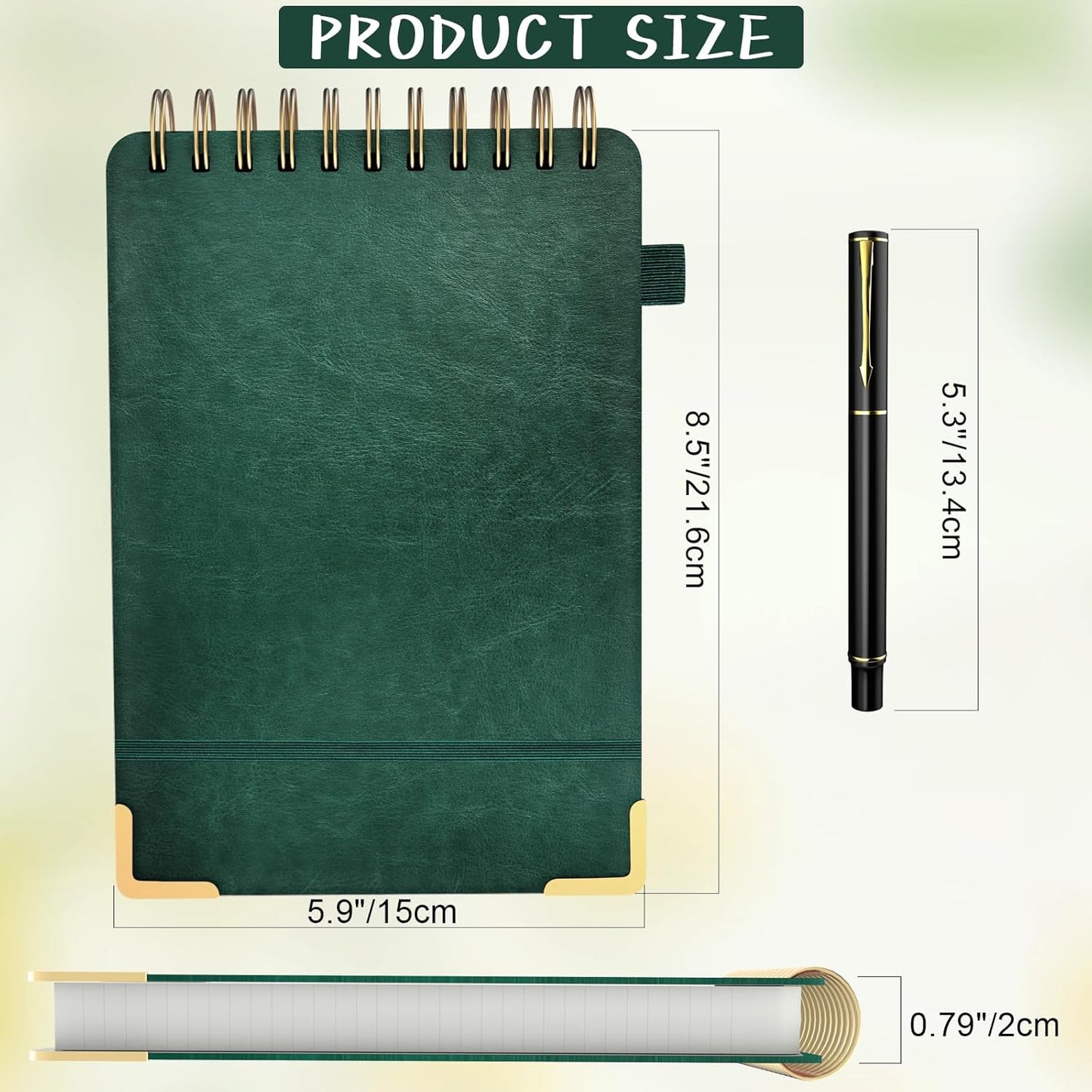 A5 Top Spiral Notebook, Large Leather Hardcover Top Bound Steno Pads, 240 Pages 100 gsm Thick Lined Paper Left Handed Notebook Journal for Work, School, Meeting Writing - Brown, 5.9" x 8.5"