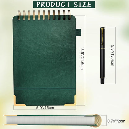 A5 Top Spiral Notebook, Large Leather Hardcover Top Bound Steno Pads, 240 Pages 100 gsm Thick Lined Paper Left Handed Notebook Journal for Work, School, Meeting Writing - Brown, 5.9" x 8.5"