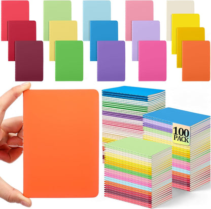 Handepo 100 Pack A5 Composition Notebooks 72 Pages/36 Sheets Ruled Lined Composition Kraft Notebooks Bulk Soft Cover Journals Travel Memo for Students Classroom Office Supplies(a5, Colourful)
