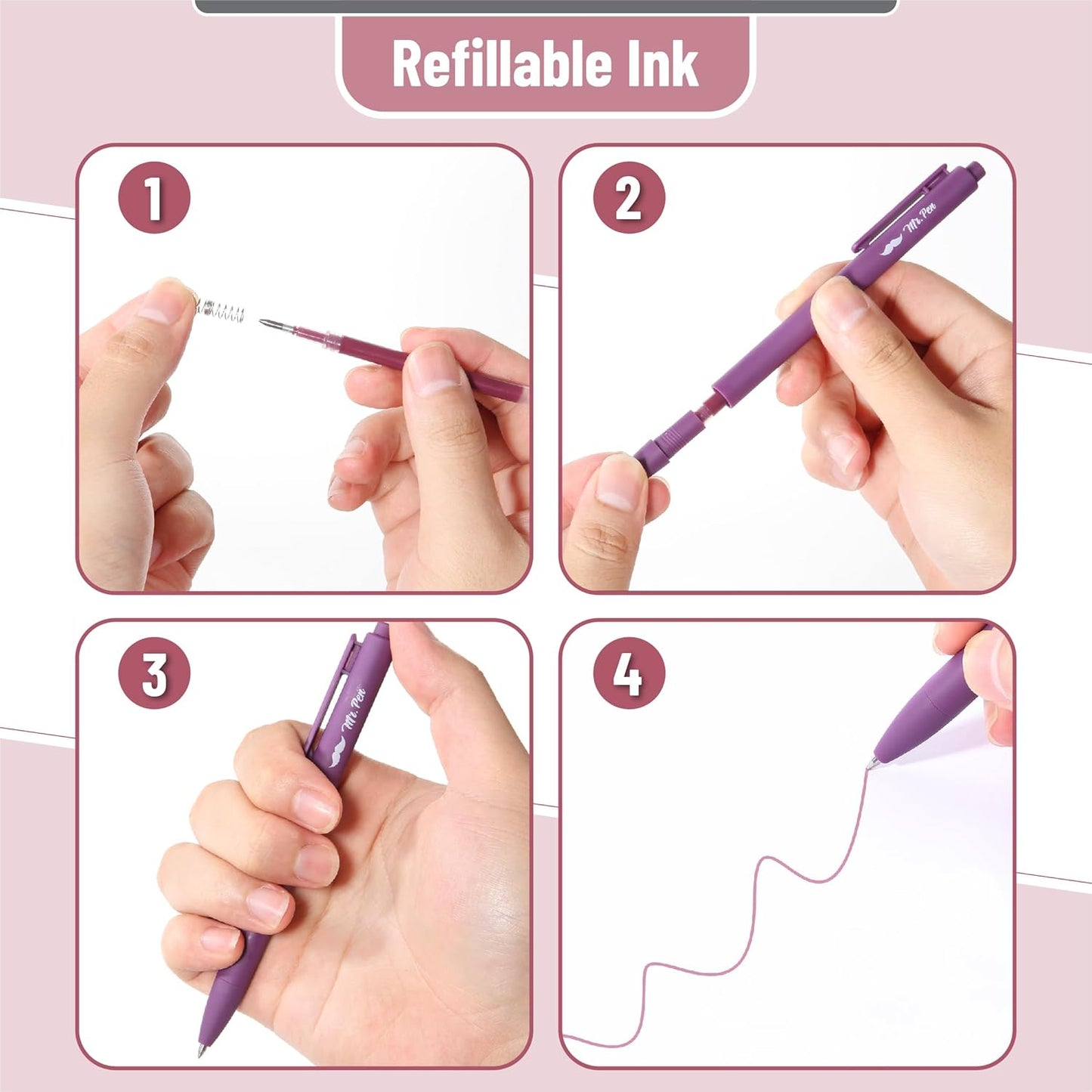 Mr. Pen- Retractable Gel Pens, 12 Pack, Colorful Ink, Fine Point 0.7mm, Fast Dry, Smooth Writing, Cute Pens for Drawing, Writing Planner and School Supplies