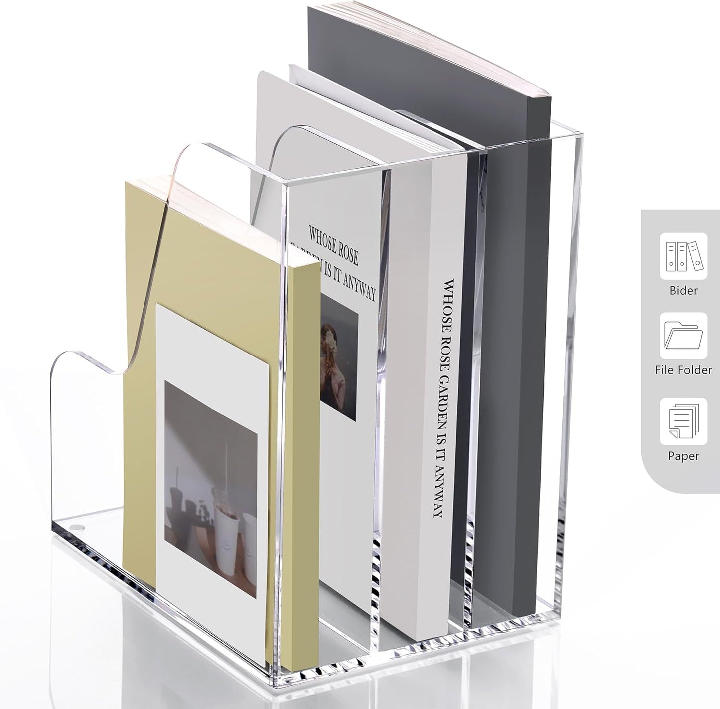SANRUI 2-Pack Acrylic Magazine File Holder Desk Organizer Magazine Rack, Clear, Vertical File Sorter Holders, 9.45" D x 3.54" W x 10.24" H