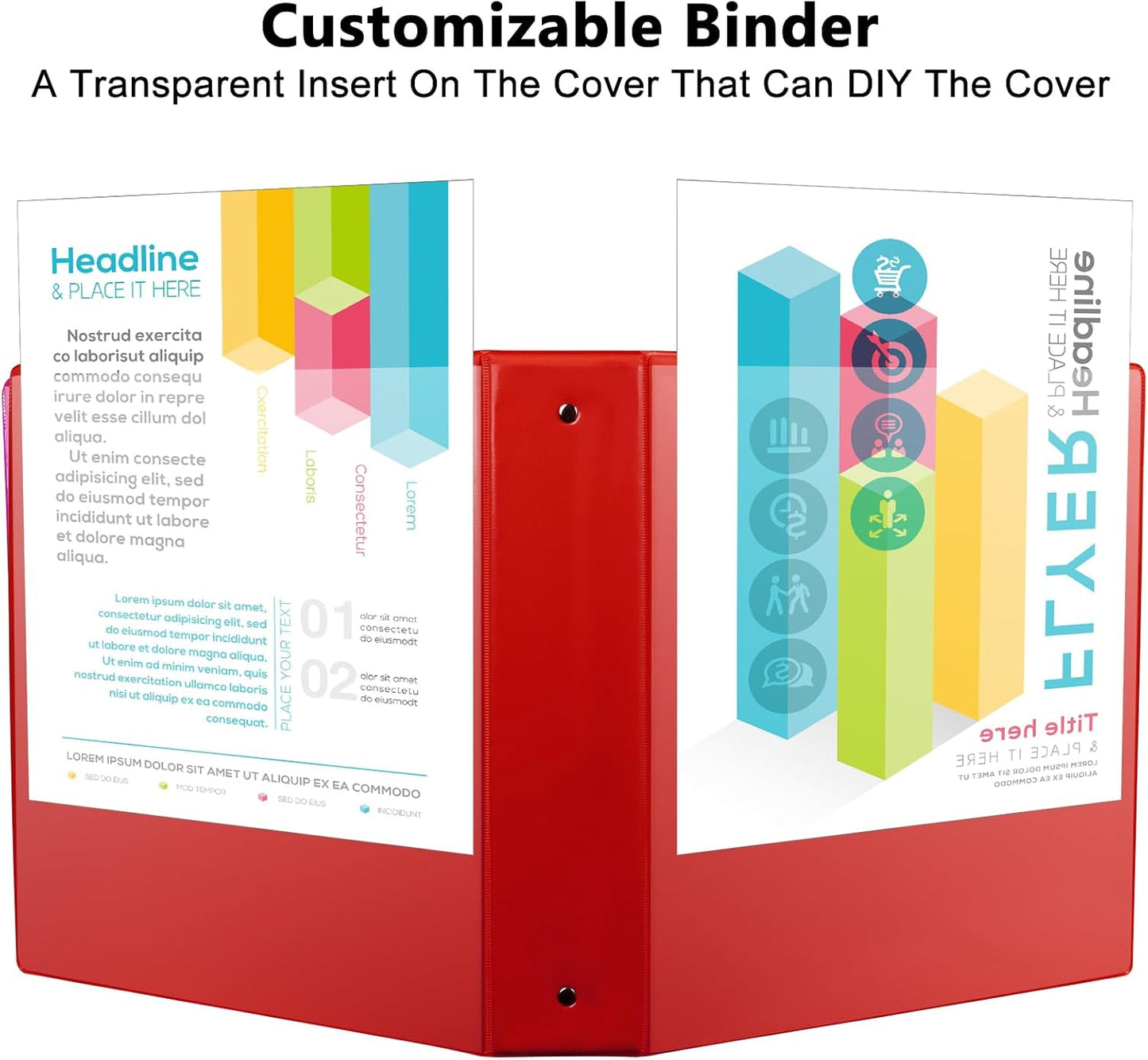CIXILDTS 1-Inch Round Ring Binders, Standard 3 Ring Binder Fit Letter Size Paper, Presentation View Binders, 6 Packs, Assorted