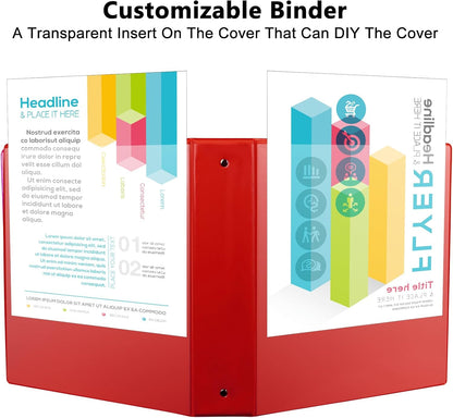 CIXILDTS 1-Inch Round Ring Binders, Standard 3 Ring Binder Fit Letter Size Paper, Presentation View Binders, 6 Packs, Assorted
