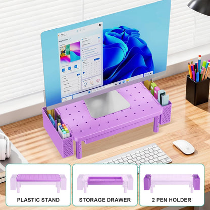 WALI Computer Monitor Stand for Desk, Adjustable Laptop Riser, Desk Monitor Stand Underneath Storage for Office, School Supplies (PTT001-B), 1 Pack, Black