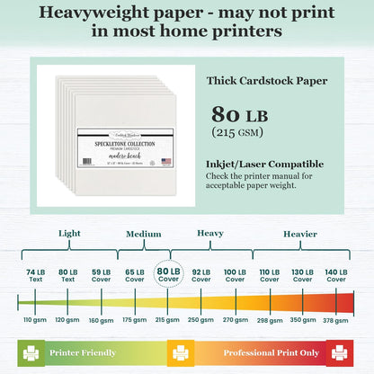 Cardstock Warehouse Speckletone Oatmeal Light Brown Card Stock Paper – 25 Sheets, 8.5 x 11", 80 lb/215 gsm – 100% Recycled, Premium Matte Finish for Cardmaking, Printing, Crafts & DIY Projects