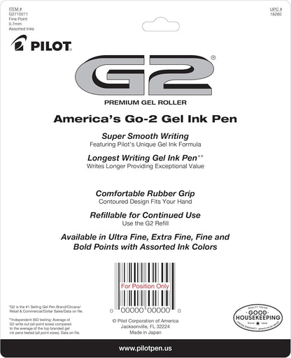 PILOT G2 Premium Refillable and Retractable Rolling Ball Gel Pens, 0.7mm Fine Point, Assorted Color Inks (New Rose Pink & Grape Inks), 10-Pack