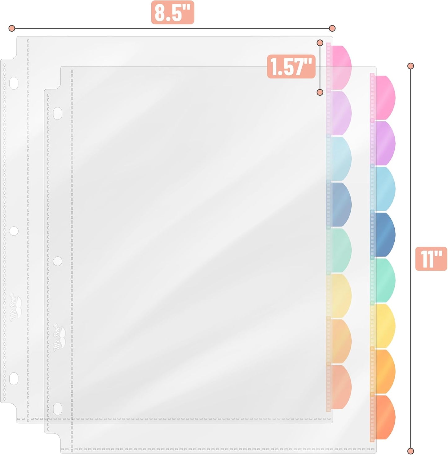 Mr. Pen- Clear Sheet Protectors with Tabs, 8.5x11 Inches, 8 Tabs, 2 Sets, Durable Clear Plastic Dividers for 3 Ring Binders, Insertable Index Page Divider with Multicolor Tabs