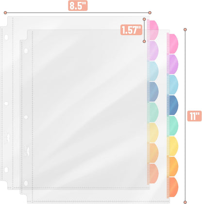 Mr. Pen- Clear Sheet Protectors with Tabs, 8.5x11 Inches, 8 Tabs, 2 Sets, Durable Clear Plastic Dividers for 3 Ring Binders, Insertable Index Page Divider with Multicolor Tabs