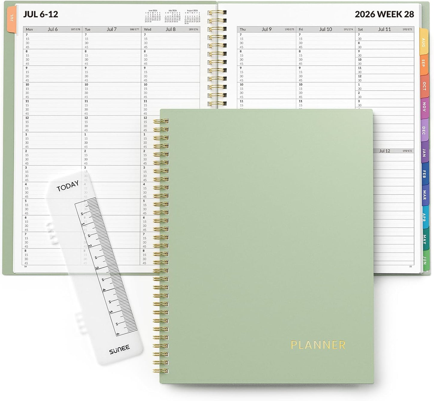 SUNEE 2026-2027 Appointment Book, Quarter-Hourly, Weekly & Monthly - from July 2026 to June 2027, 8.5"x11" Academic Planner, Flexible Cover, Note Pages, Bookmark, Spiral Binding, Black