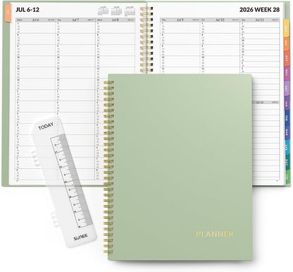 SUNEE 2026-2027 Appointment Book, Quarter-Hourly, Weekly & Monthly - from July 2026 to June 2027, 8.5"x11" Academic Planner, Flexible Cover, Note Pages, Bookmark, Spiral Binding, Black